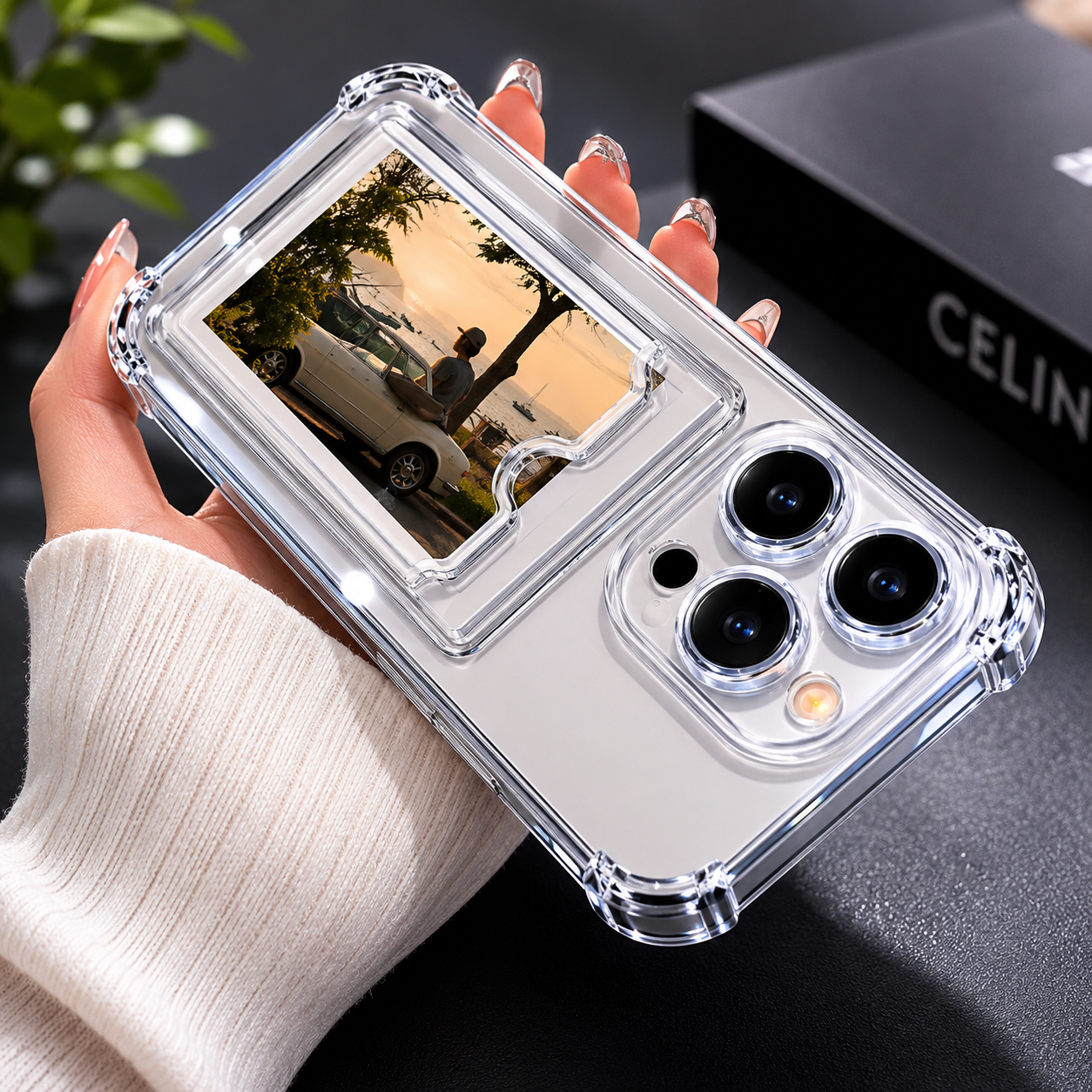Transparent Card Wallet Case for iPhone 16/15/14/13/12/11 Pro Max – Clear Shockproof Phone Cover with Card Holder