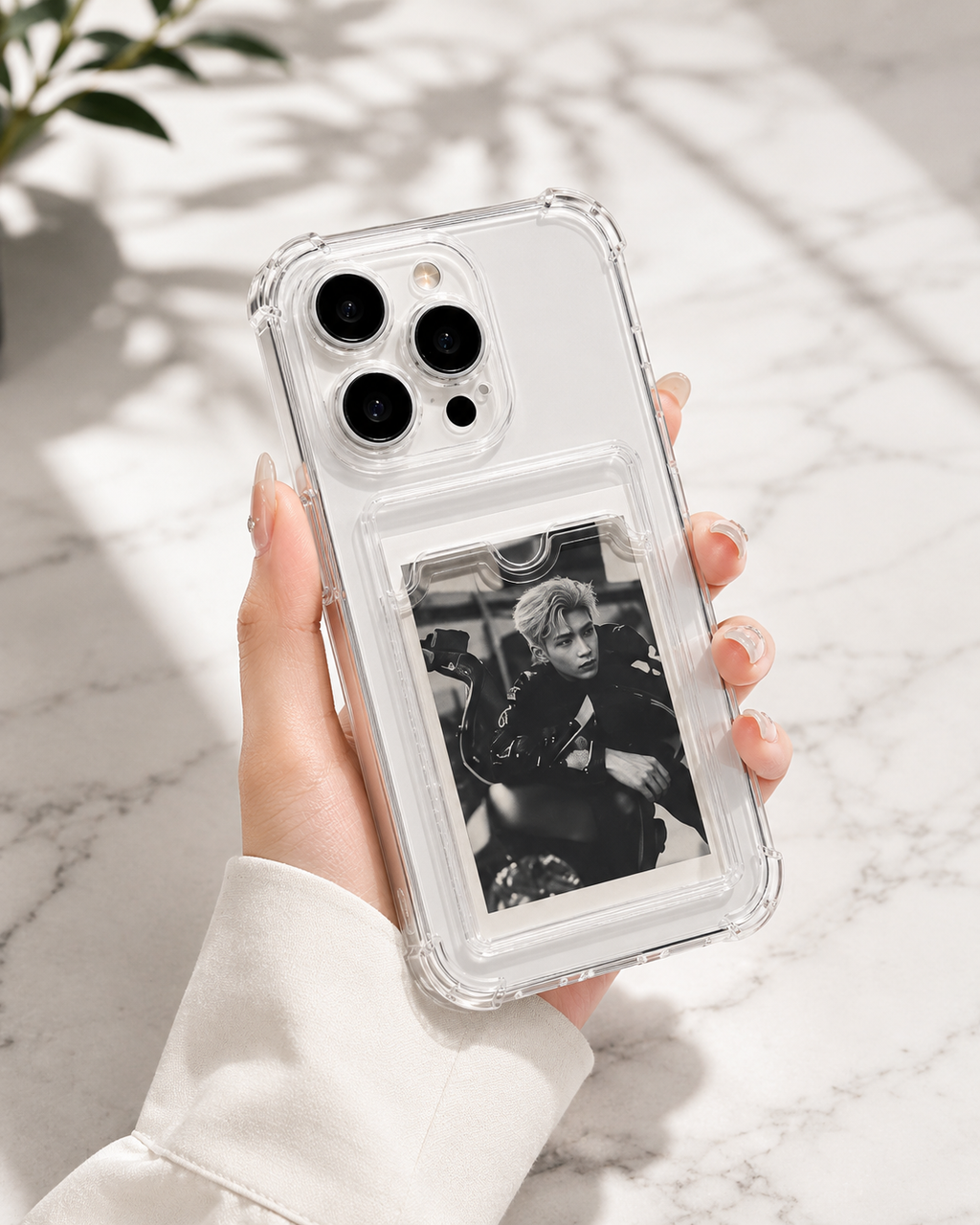 Transparent Card Wallet Case for iPhone 16/15/14/13/12/11 Pro Max – Clear Shockproof Phone Cover with Card Holder