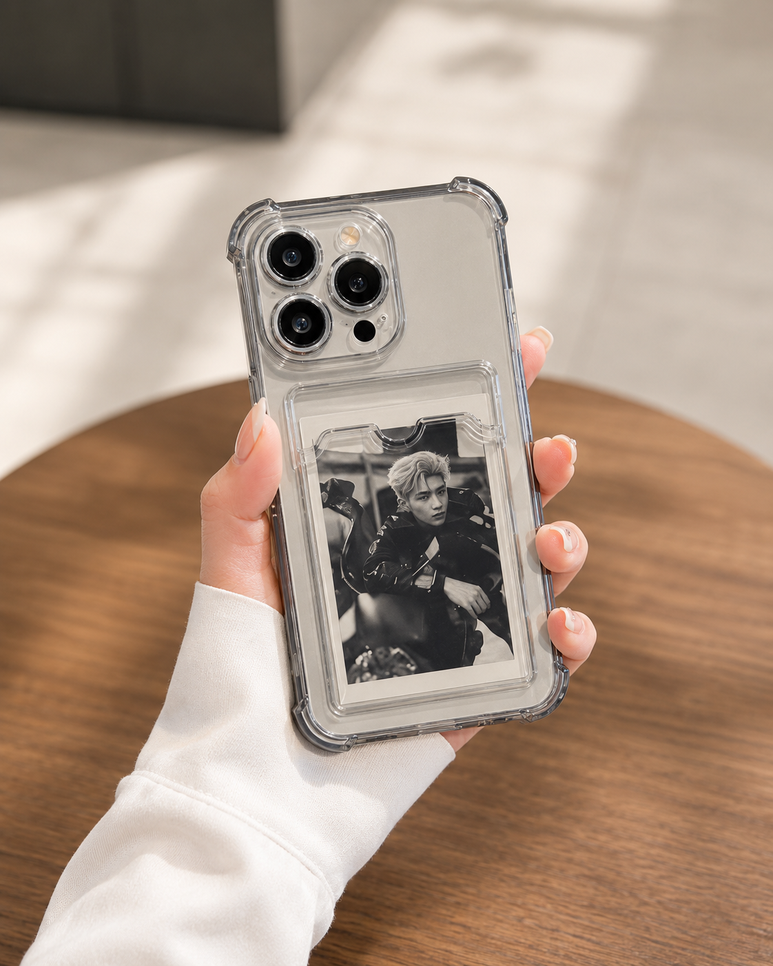 Transparent Card Wallet Case for iPhone 16/15/14/13/12/11 Pro Max – Clear Shockproof Phone Cover with Card Holder