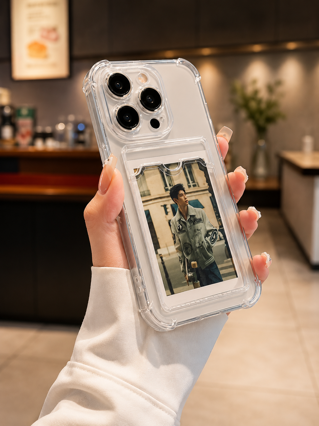 Transparent Card Wallet Case for iPhone 16/15/14/13/12/11 Pro Max – Clear Shockproof Phone Cover with Card Holder